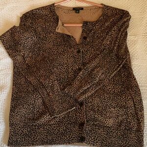 Women’s black, tan leopard print cardigan